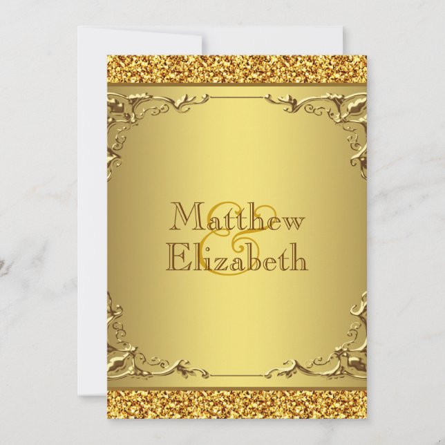 Invitation Mariage élégant en or (Devant)