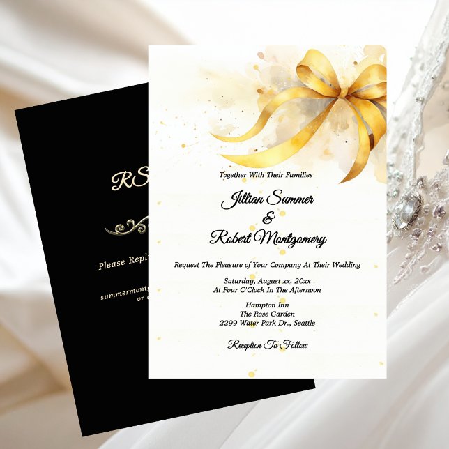 Invitation Mariage Élégant en Or (Elegant Gold Wedding Invitation)