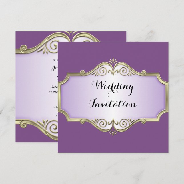 Invitation Mariage élégant en satin antique (Devant / Derrière)