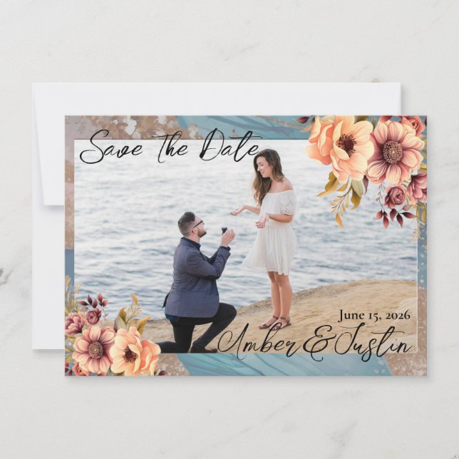 Invitation Mariage Élégant Enregistrez la Date (Devant)