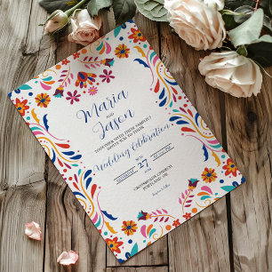 Invitation Mariage Élégant Esthétique Florale Fiesta Mexicain