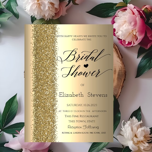 Invitation Mariage élégant et chic avec écriture pailletée or (Créateur téléchargé)