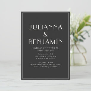 Invitation Mariage Élégant et Classe en Noir et Blanc