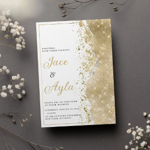 Invitation Mariage élégant et luxueux avec paillettes de boke