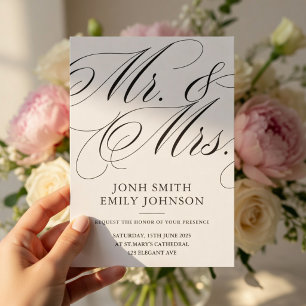 Invitation Mariage Élégant et Minimaliste de M. et Mme