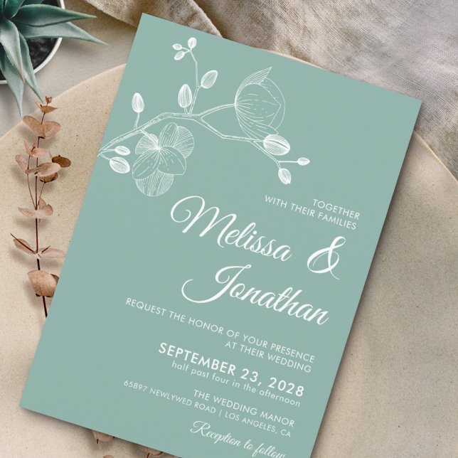 Invitation Mariage élégant et moderne avec orchidées blanches (Créateur téléchargé)