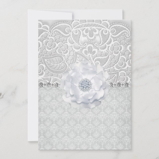 Invitation Mariage ÉLÉGANT ET MODERNE DE DIAMANT DE LACE (Devant)