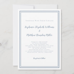Invitation Mariage élégant et RSVP QR Code Détails Dusty Blue