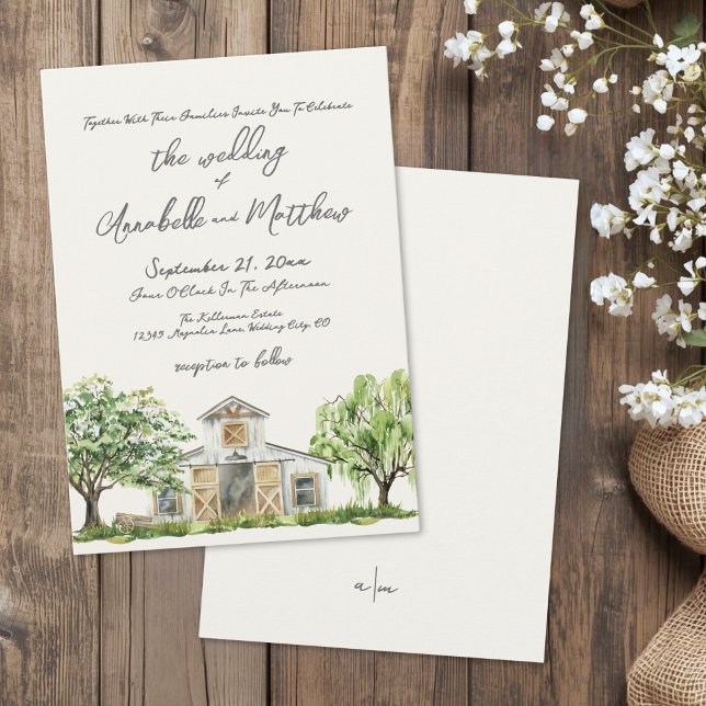 Invitation Mariage Élégant et Rustique dans une Grange de Cam (Elegant Rustic Country Barn Wedding Invitation)