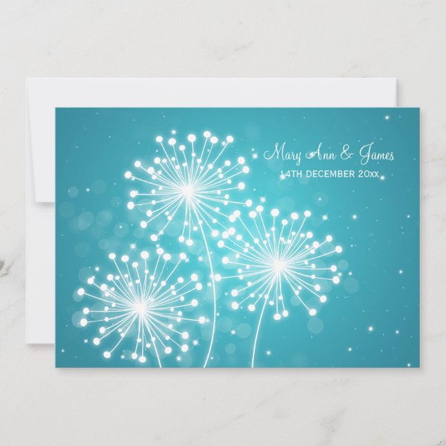 Invitation Mariage élégant Été Épargne Turquoise (Devant)