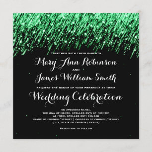 Invitation Mariage élégant Falling Stars "Vert émeraude"