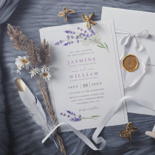 Invitation Mariage Élégant Ferme Lavande Rustique Moderne