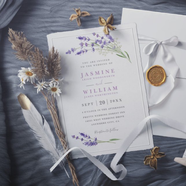 Invitation Mariage Élégant Ferme Lavande Rustique Moderne (Créateur téléchargé)