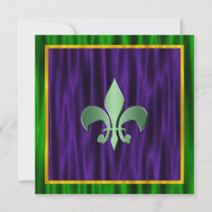 Invitation Mariage élégant Fleur de Lis Mardi Gras