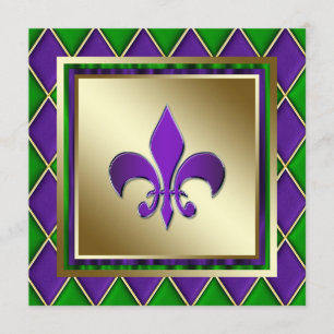Invitation Mariage élégant Fleur De Lis Mardi Gras