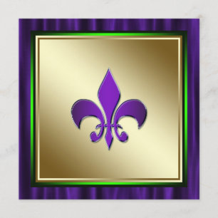 Invitation Mariage élégant Fleur de Lis Mardi Gras