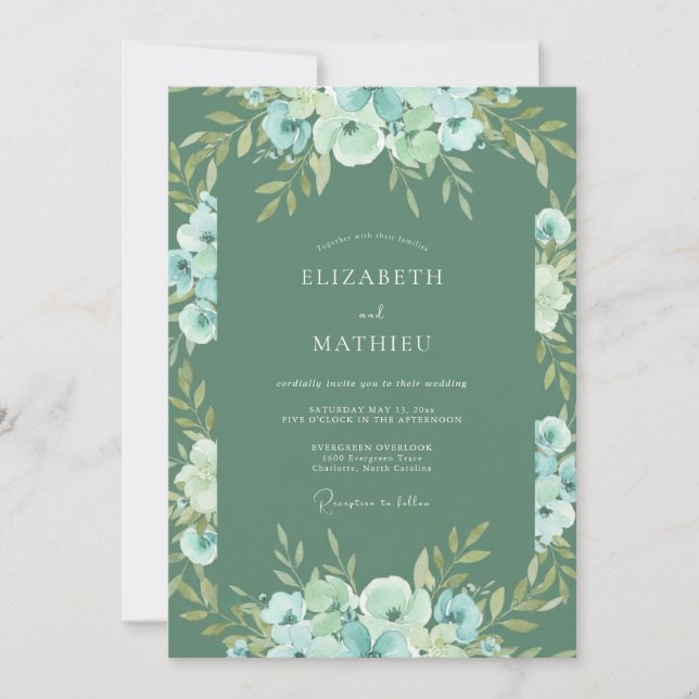 Invitation Mariage Élégant Fleur de Sauge (Devant)
