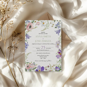 Invitation Mariage élégant Fleur sauvage Lavande Lilac Classy