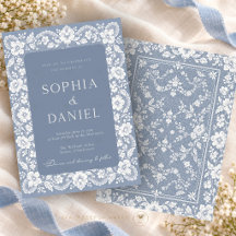 Mariage Élégant Fleurie en Dentelle Bleu Poussiére