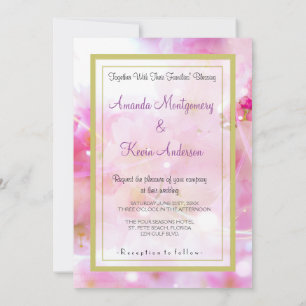 Invitation Mariage Élégant Fleurs de Cerisier Rose Pastel