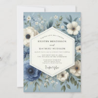 Mariage Élégant Fleurs Sérénité Bleu Ardoise