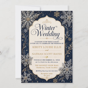 Invitation Mariage Élégant Flocon de Neige en Hiver