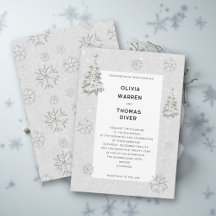 Mariage Élégant Flocons de Neige Hiver Blanc