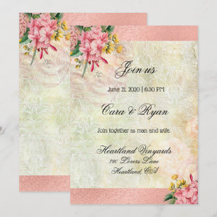 Invitation Mariage Élégant Floral de Campagne Rétro Rustique