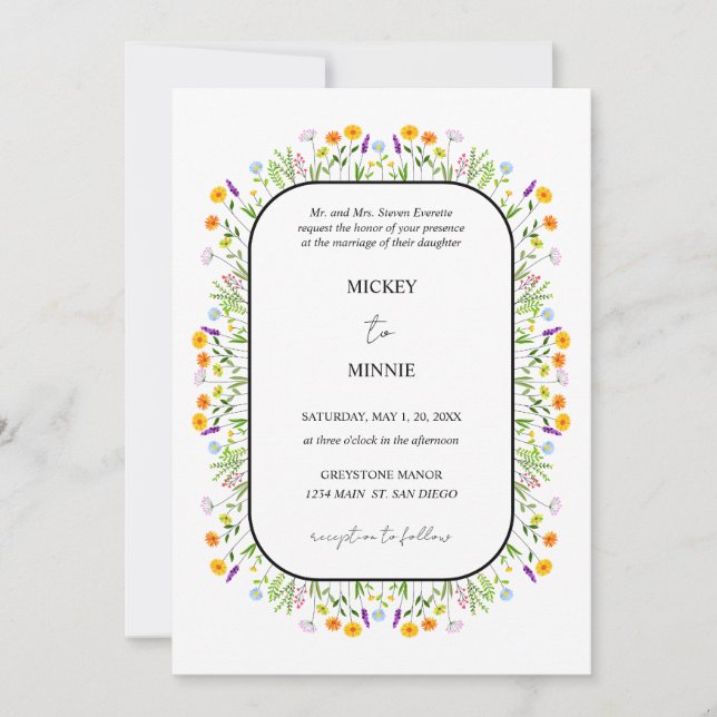 Invitation Mariage Élégant Floral de Printemps  (Devant)