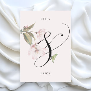 Invitation Mariage élégant floral esthétique rose doux