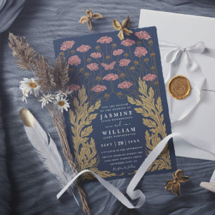 Invitation Mariage Élégant Floral Moderne Chic Art Vintage