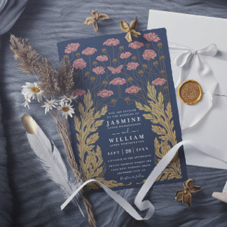 Invitation Mariage Élégant Floral Moderne Chic Art Vintage