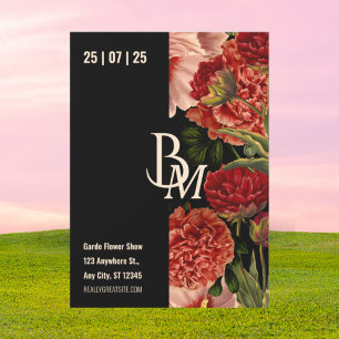 Invitation Mariage Élégant Floral Monogramme Vintage Luxe