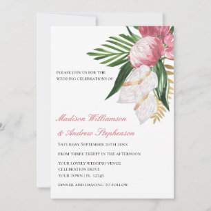 Invitation Mariage Élégant Floral Paradis Tropical