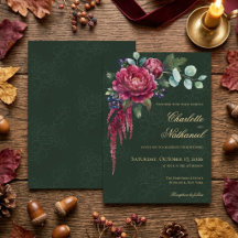Mariage Élégant Floral Profond Vert Humeur