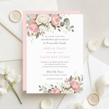 Mariage Élégant Floral Rose Pâle et Verdure