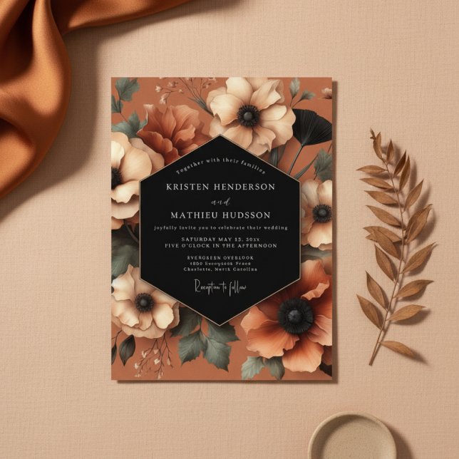 Invitation Mariage Élégant Floral Sienne (Créateur téléchargé)