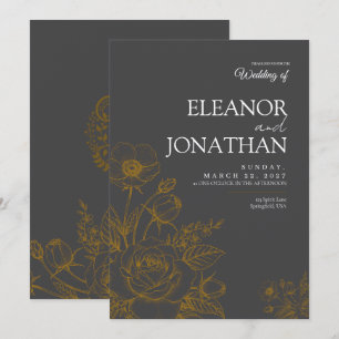 Invitation Mariage Élégant Floral Simple Minimaliste