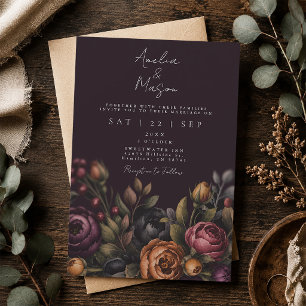 Invitation Mariage Élégant Floral Sombre et Mystérieux