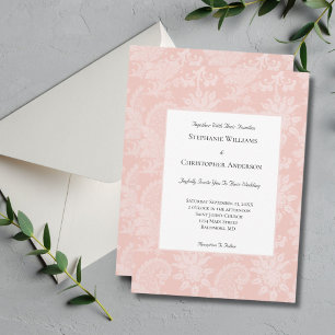 Invitation Mariage élégant floral toile vintage rose blanc
