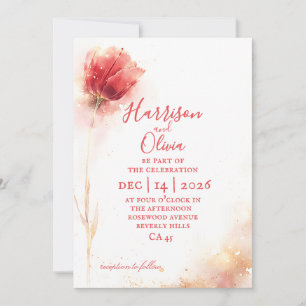 Invitation mariage élégant floral tulipe rose blush minimalis