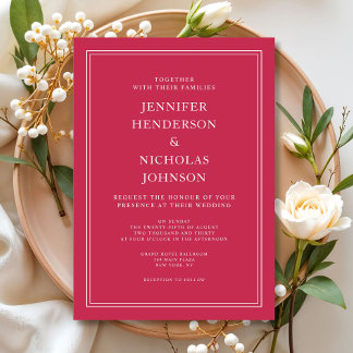 Invitation Mariage élégant Formel Magenta Rouge