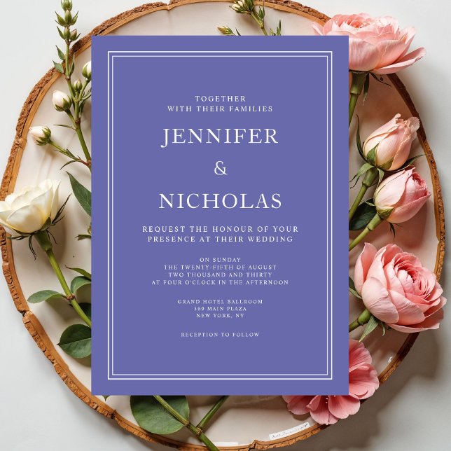 Invitation Mariage Élégant Formel Moderne Violet (Modern Elegant Formal Purple Wedding Invitation)