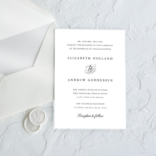 Invitation Mariage Élégant Formel Noir et Blanc (Créateur téléchargé)