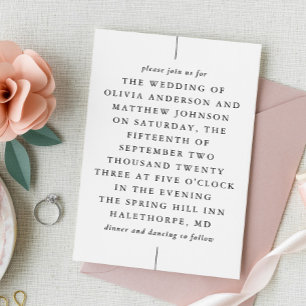 Invitation Mariage Élégant Formel Typographie Éditoriale