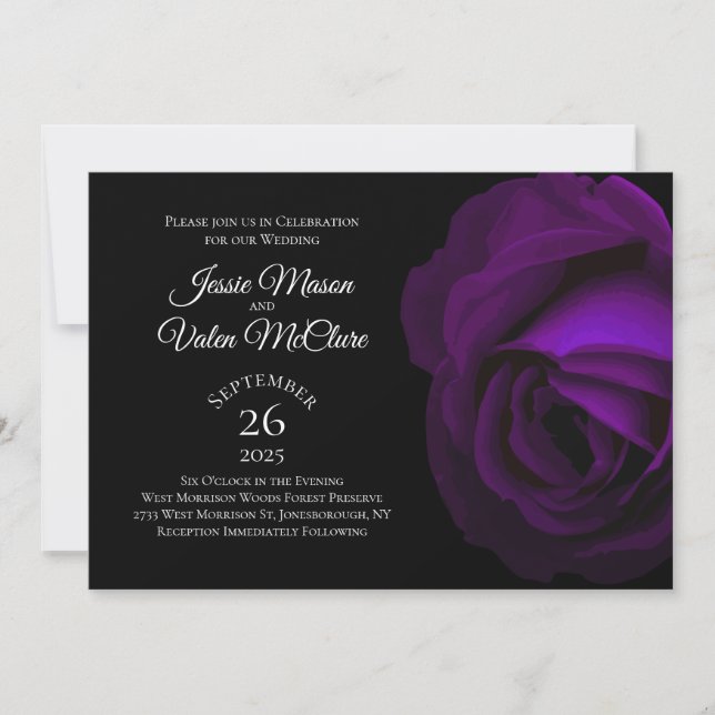 Invitation Mariage élégant gothique Rose violet foncé (Devant)