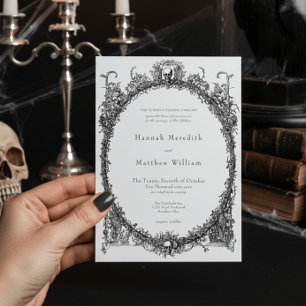 Invitation Mariage élégant gothique vintage toile noire