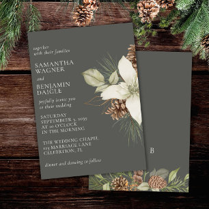Invitation Mariage Élégant Gris Pierre de Pin Moderne Hiver