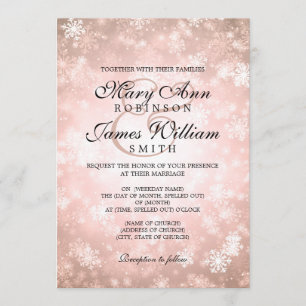 Invitation Mariage Élégant Hiver Merveilleux Étincelle Cuivre