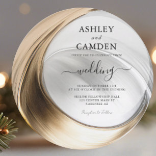 Invitation Mariage Élégant Hiver Or et Argent